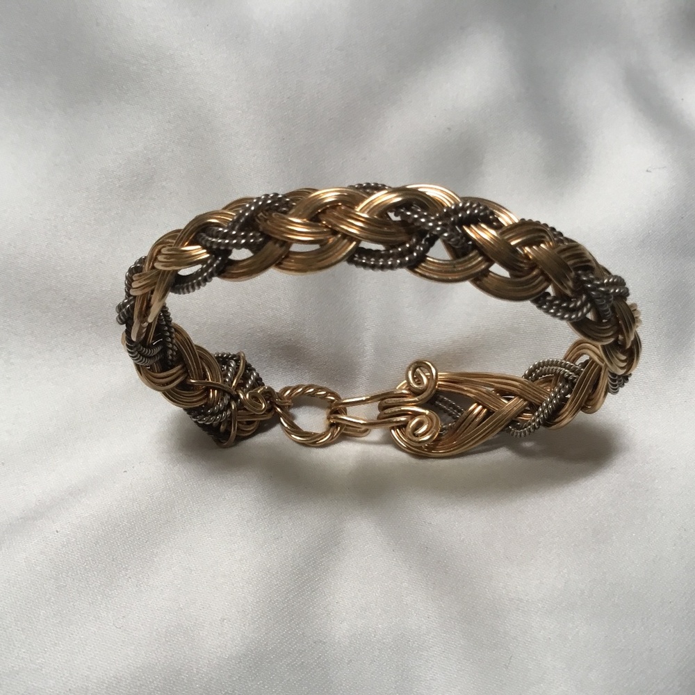 Handmade Copper & Silver Tone Metal Bracelet
